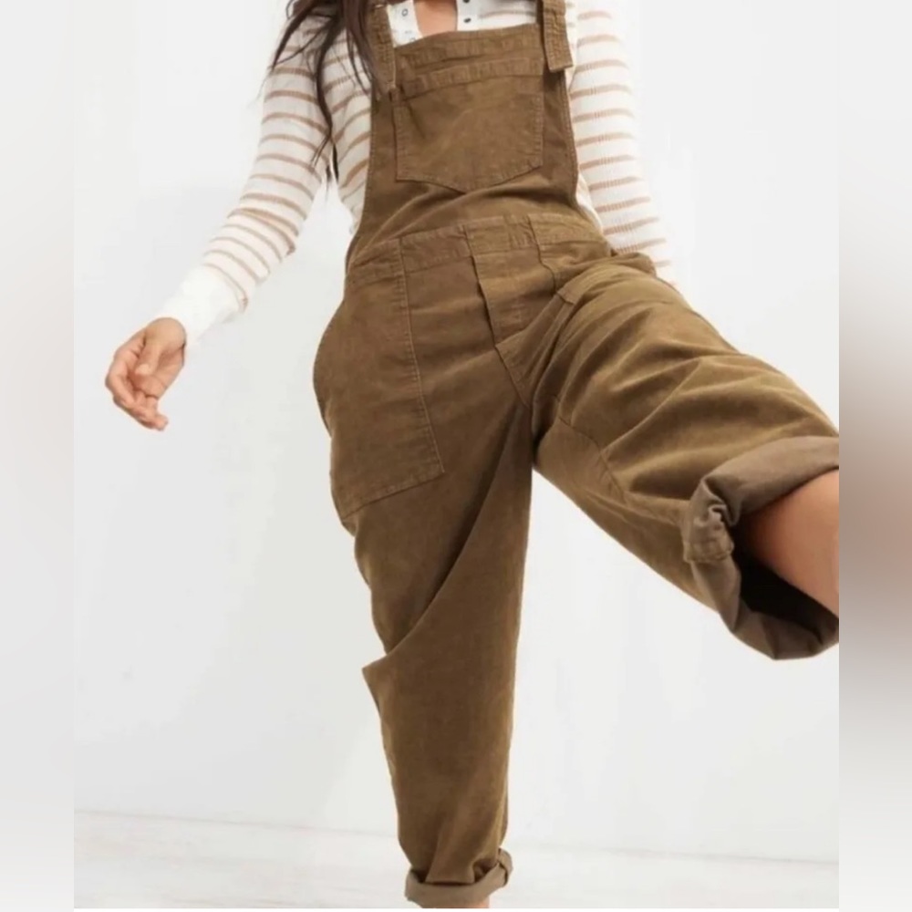 Casual Cotton Overalls - Brown